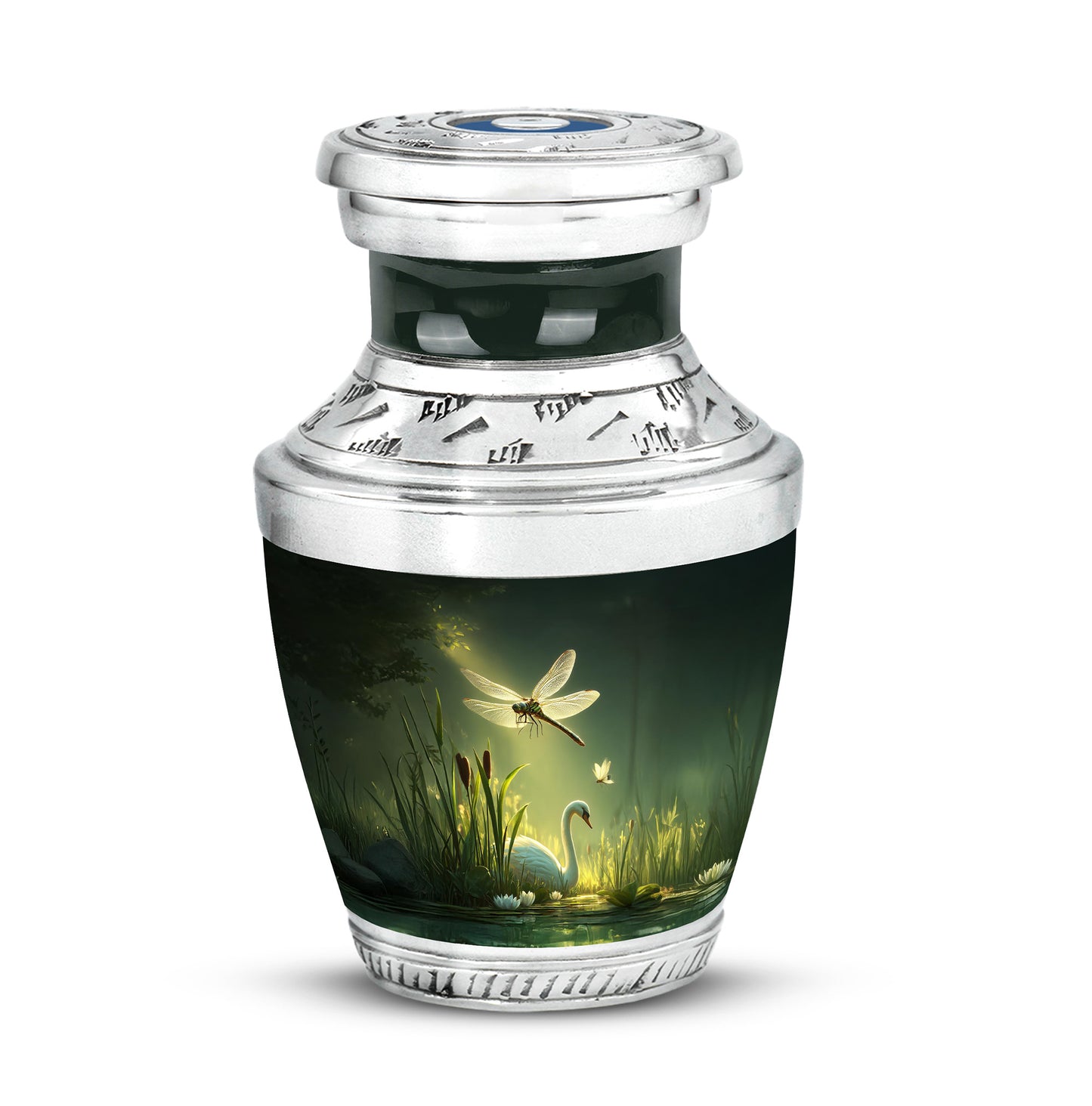 Green Sacred Dragonfly Cremation Urns for Human Ashes - 10-inch, 200 cu in - Yatskia