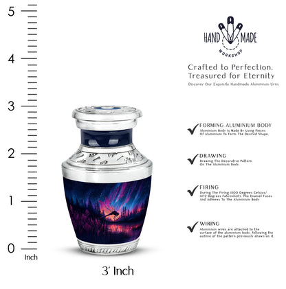 Bright Blue Dragonfly Cremation Urn top-down view of secure threaded lid - artistic dragonfly interpretation with creative detail - mini keepsake memorial for portion of cremation ashes