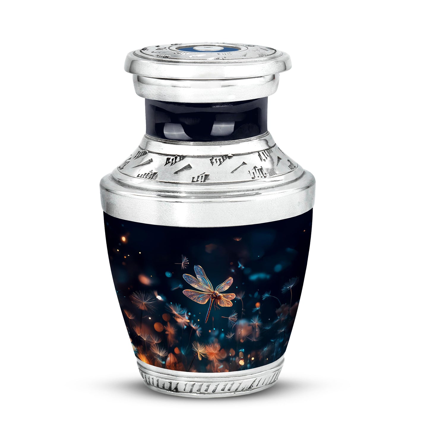 Personalized Magnificent Dragonfly Cremation Urns - Blue 10-inch, 200 cu in - Yatskia