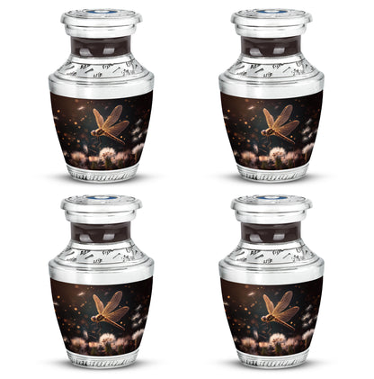 Dark Black Dragonfly Cremation Urn back view with polished surface - artistic dragonfly interpretation with creative detail - 10 inch aluminum urn for cremated remains