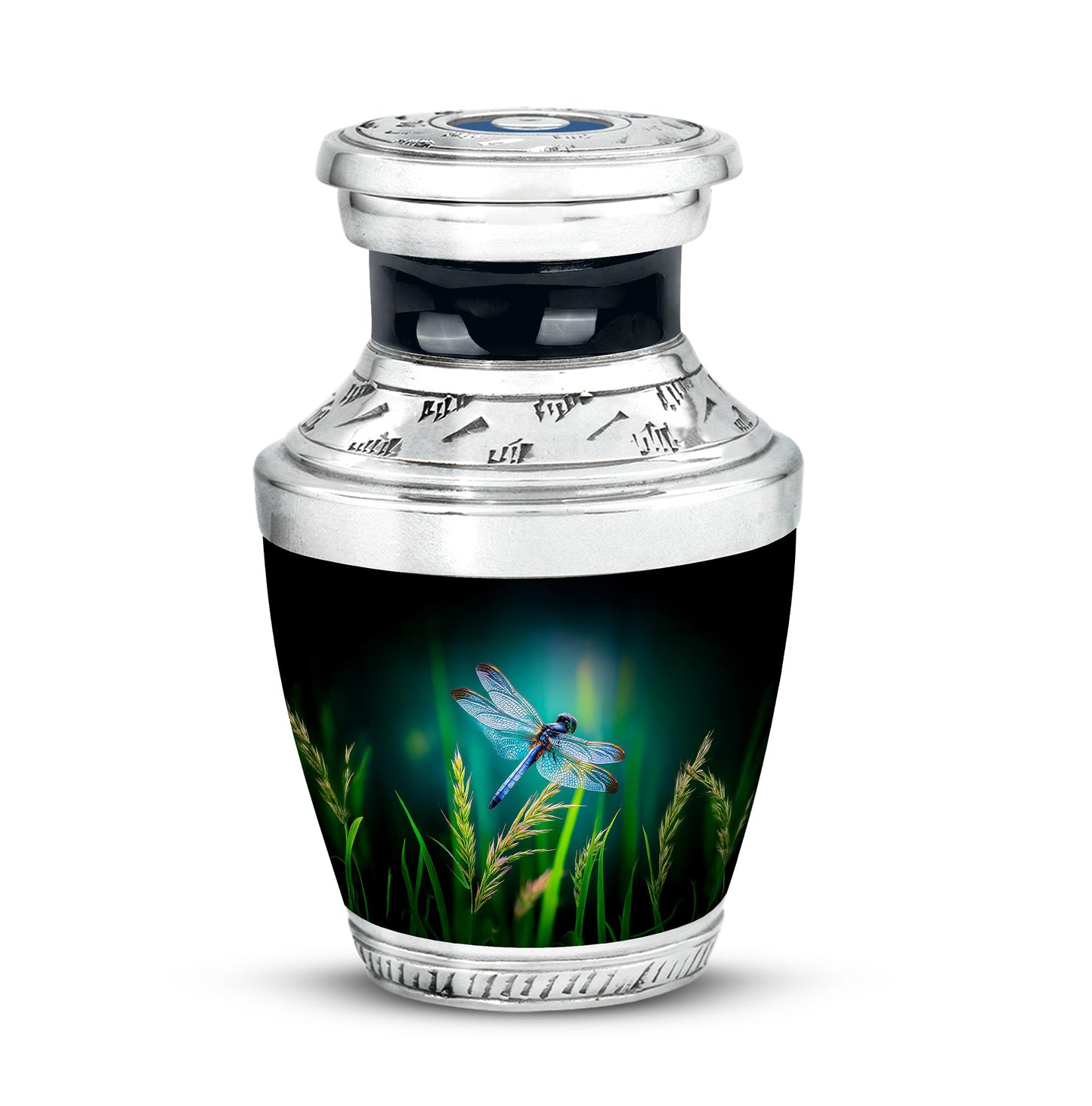 Teal Dragonfly Cremation Urns - Opulent Comfort 10-inch, 200 cu in - Yatskia