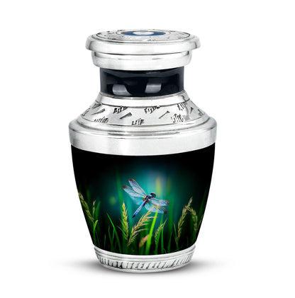 Teal Dragonfly Cremation Urns - Opulent Comfort 10-inch, 200 cu in - Yatskia