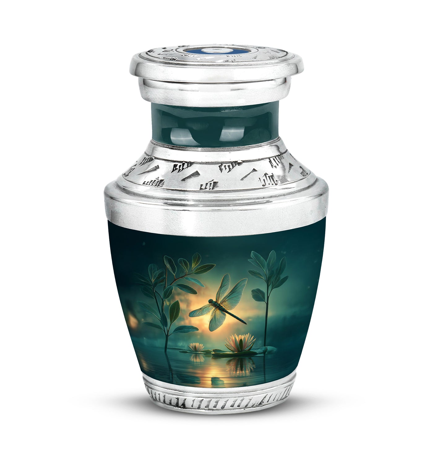 Harmonious Dragonfly Cremation Urns for Human Ashes - Teal 10-inch - Yatskia