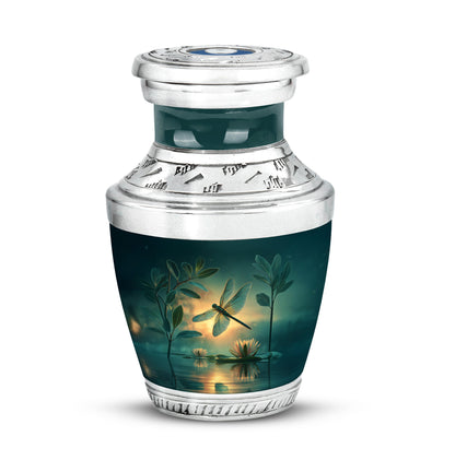 Harmonious Dragonfly Cremation Urns for Human Ashes - Teal 10-inch - Yatskia