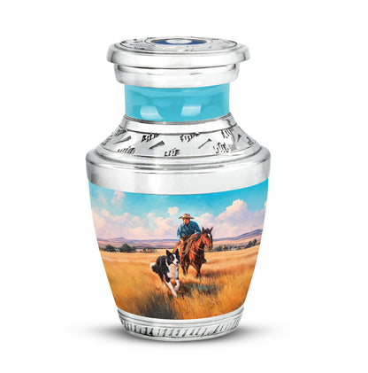 Personalized Teal Cherished Cowboy Cremation Urns for Human Ashes - 10-inch, 200 cu in - Yatskia