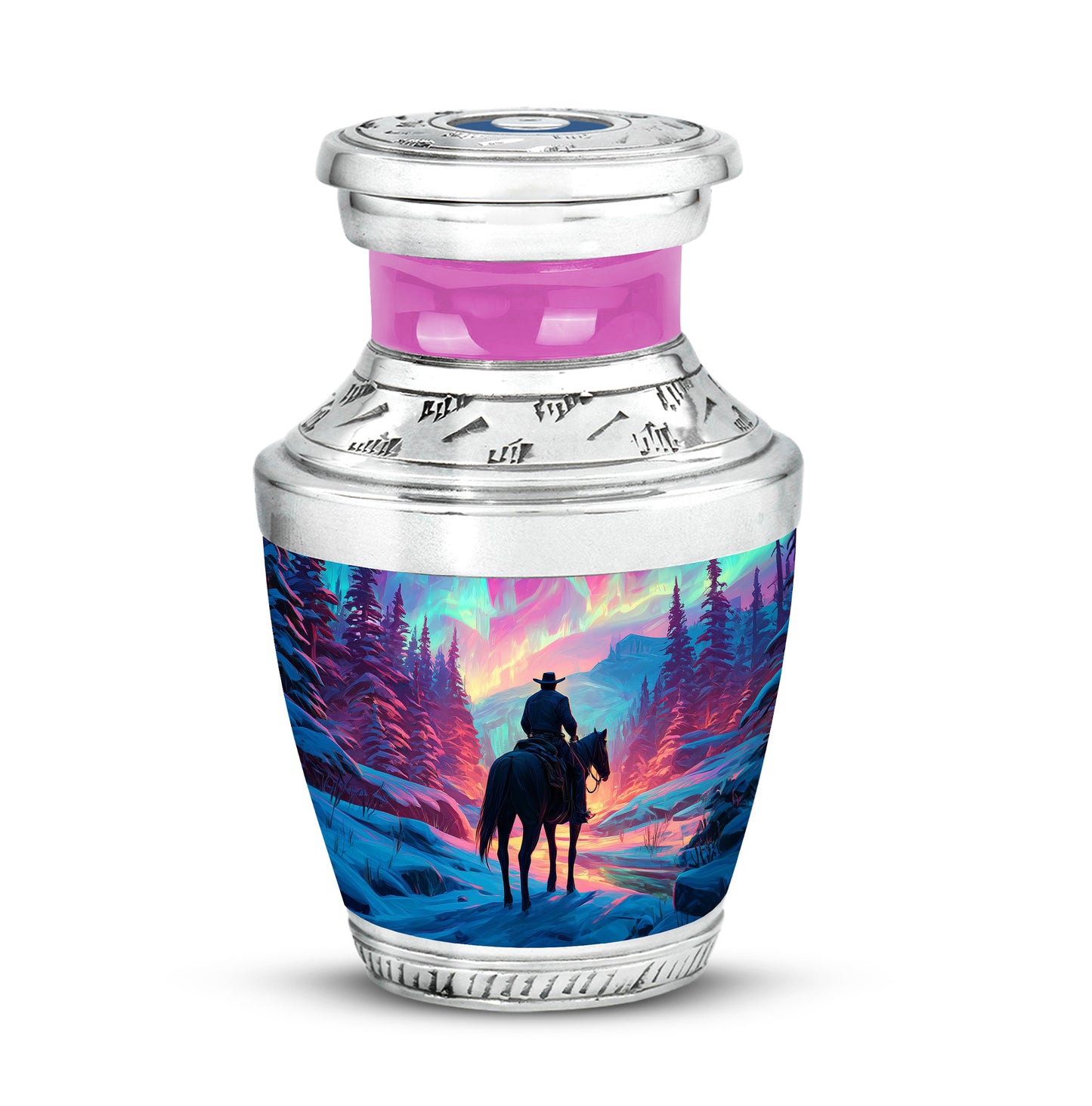 Personalized Pink Cowboy Cremation Urns for Ashes - Peaceful 10-inch - Yatskia