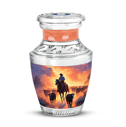 Dignified Purple Cowboy Cremation Urn for Ashes - 10-inch, 200 cu in - Yatskia