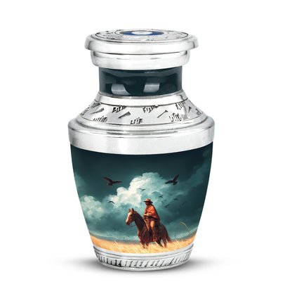 Illustrious Cowboy Memorial Cremation Urns - Teal - Yatskia