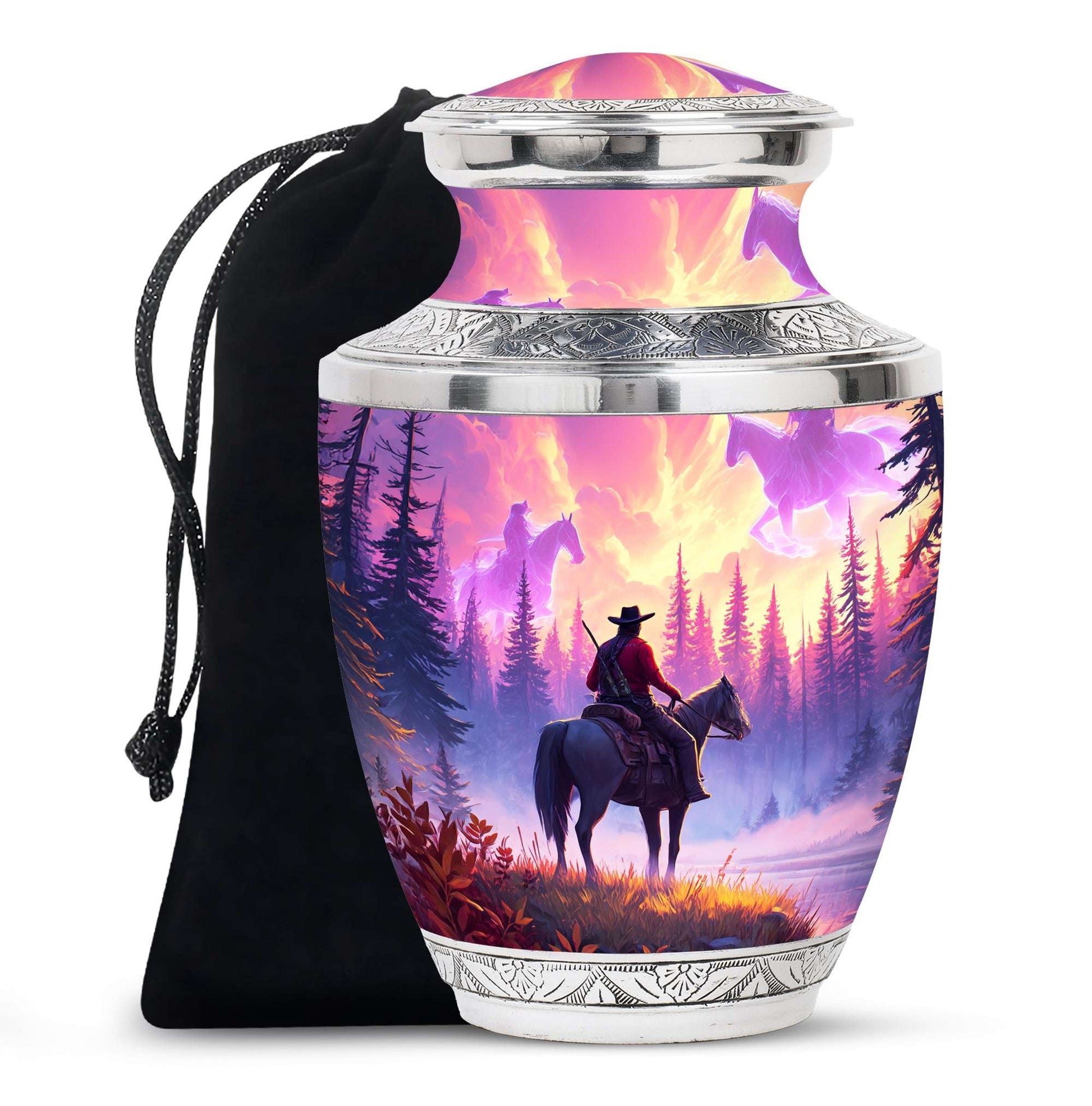 Large Cowboy Horse Cremation Urn for Adult Ashes - Pink Urn For Cremation Ashes