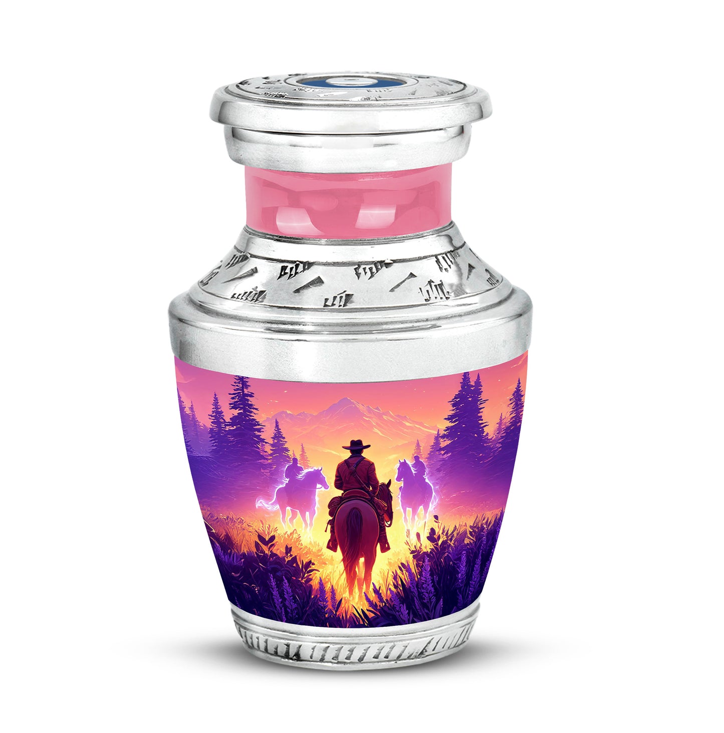 Inspiring Pink Cowboy Comfort Urn for Human Ashes - 10-inch, 200 cu in - Yatskia