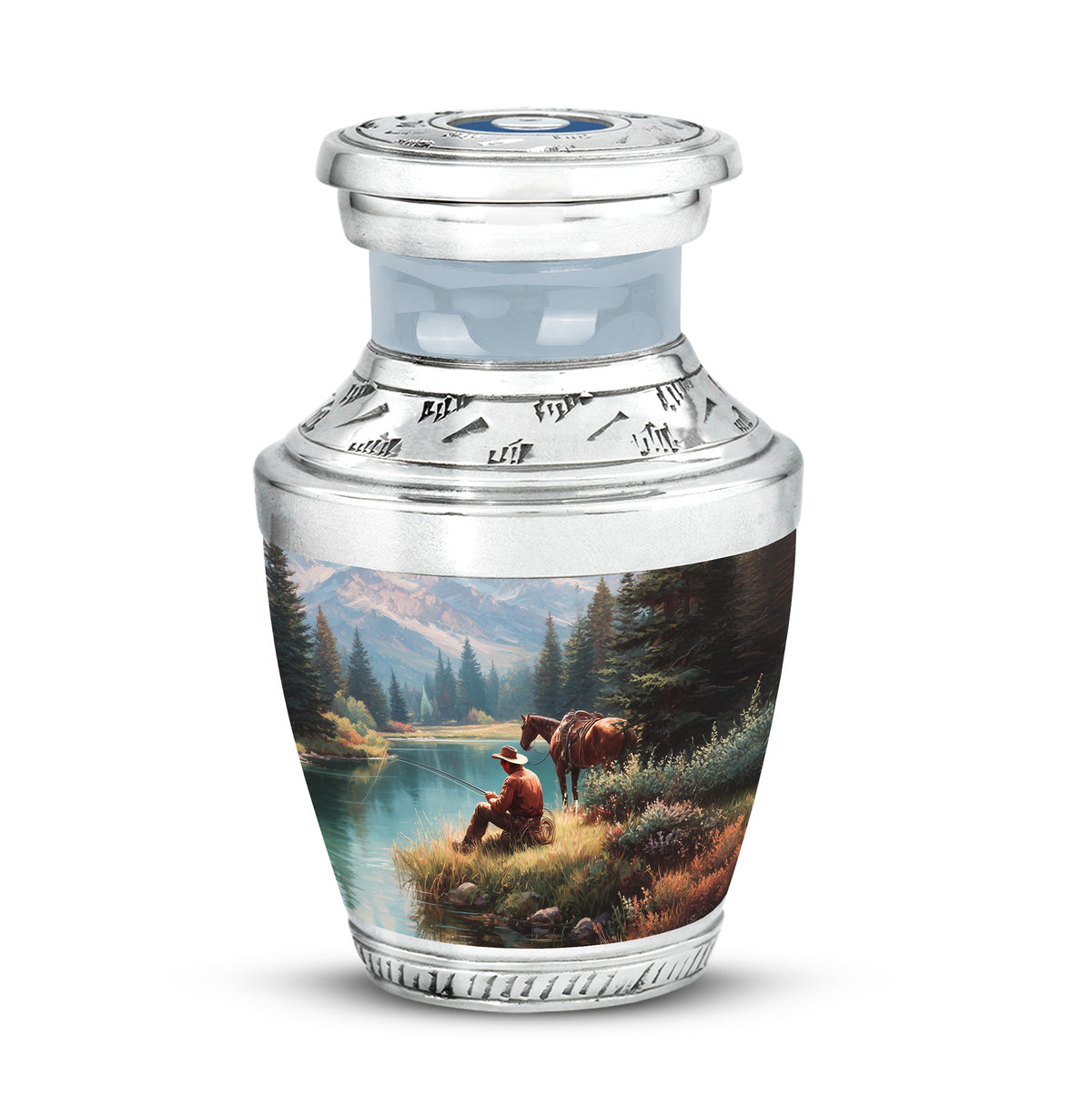 Personalized Blue Heavenly Cowboy Cremation Urns for Human Ashes - Yatskia