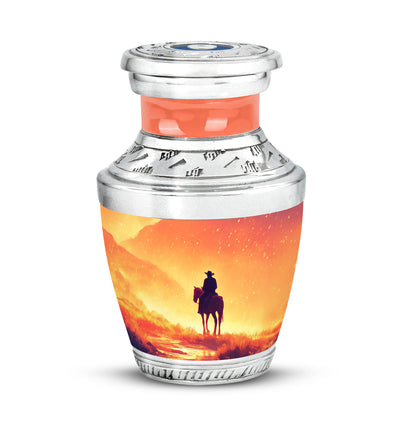 Gold Comforting Cowboy Memorial Urn for Ashes - 10-inch, 200 cu in - Yatskia