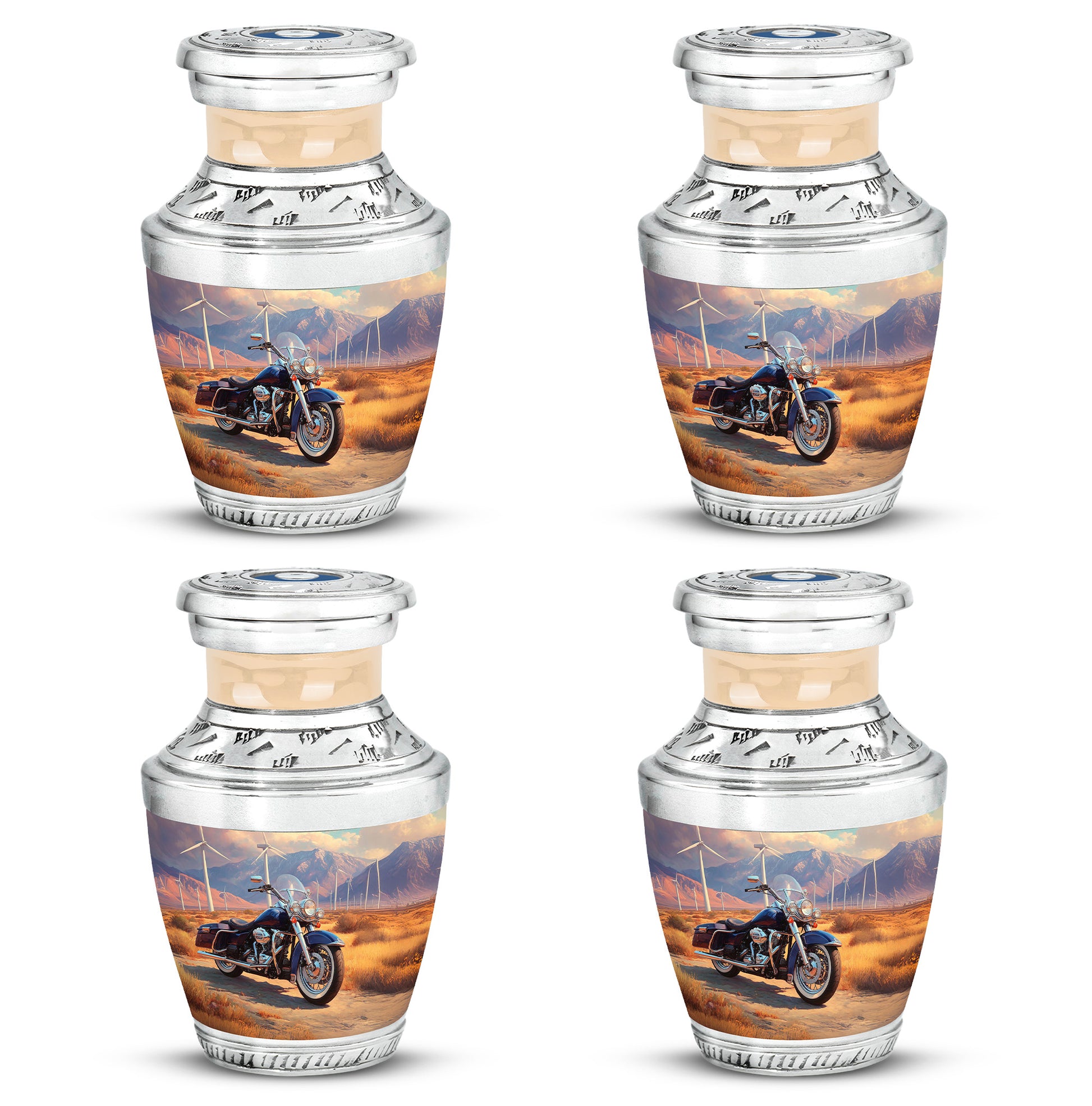 Champagne Gold Bike Cremation Urn back view with polished surface - contemporary bike design with modern artistic flair - 10 inch aluminum urn for cremated remains