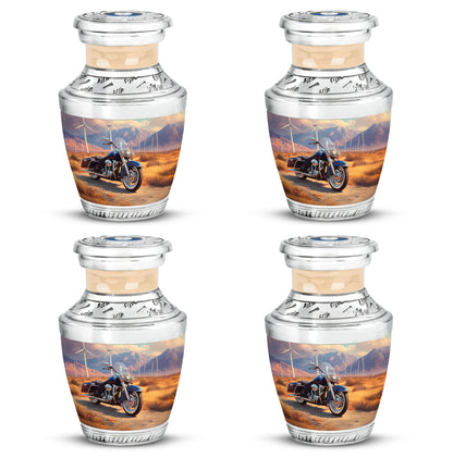 Champagne Gold Bike Cremation Urn back view with polished surface - contemporary bike design with modern artistic flair - 10 inch aluminum urn for cremated remains