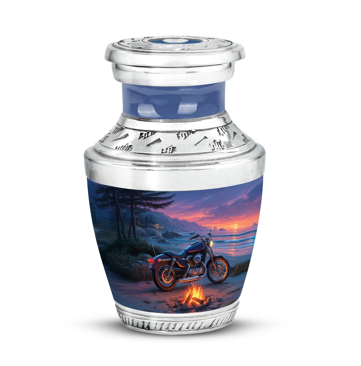 Personalized Blue Heavenly Bike Cremation Urns for Human Ashes - 10-inch, 200 cu in - Yatskia