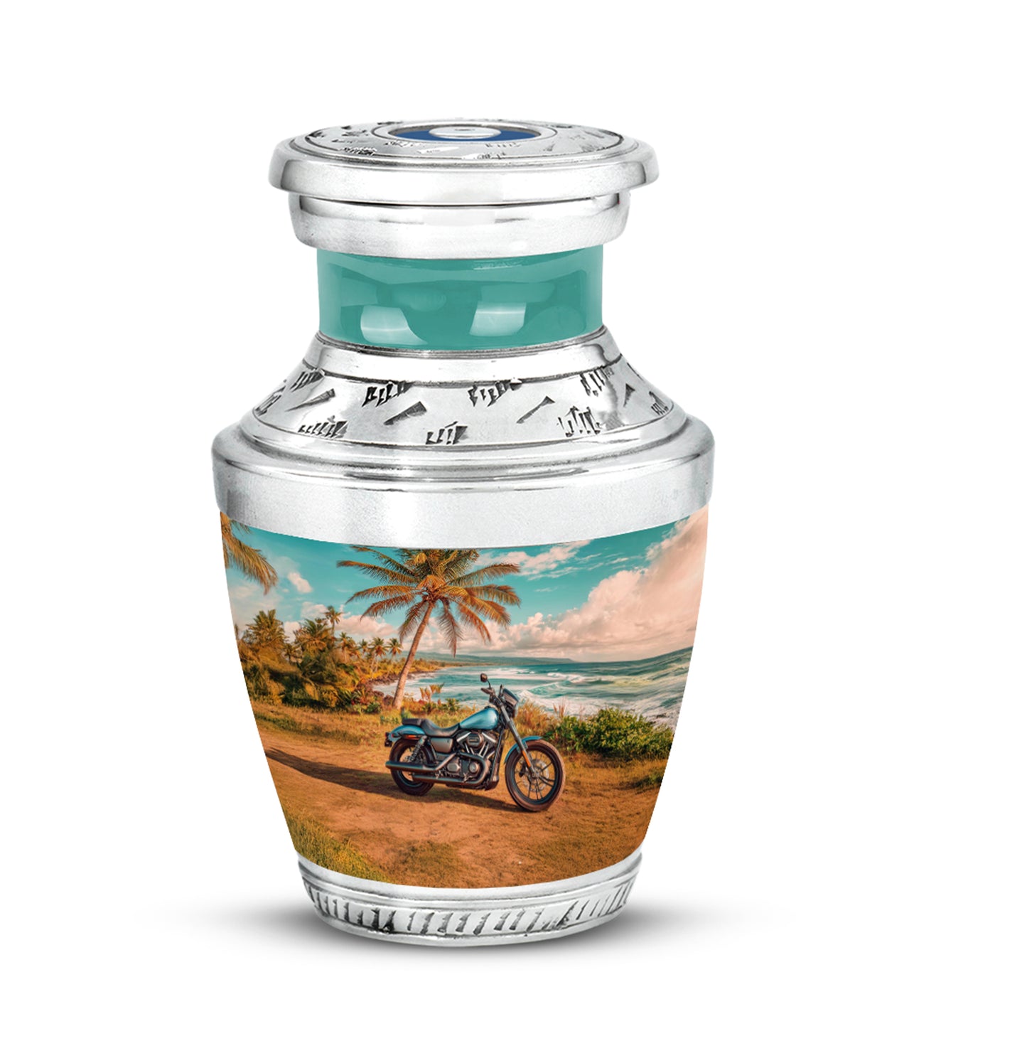Personalized Seraphic Bike Cremation Urns - Teal 10-inch, 200 cu in - Yatskia