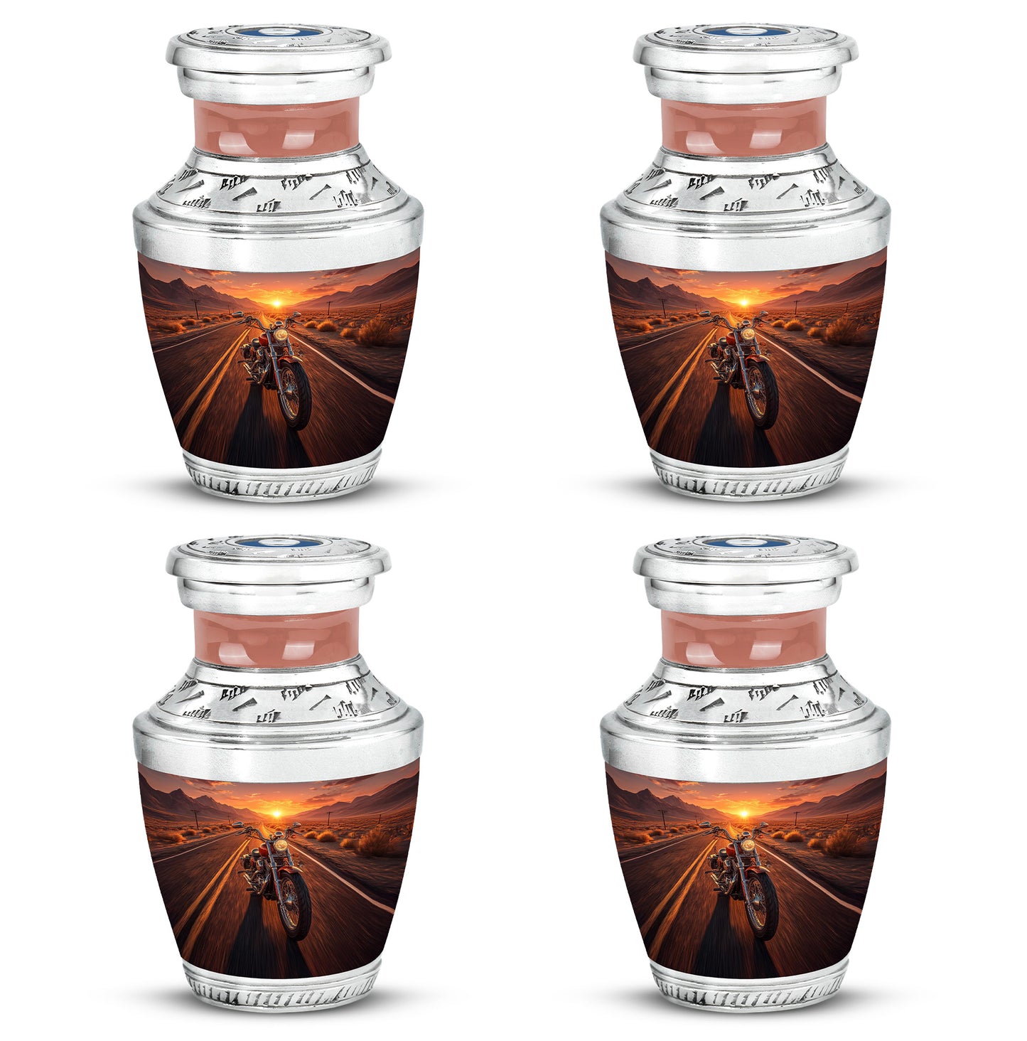 Amber Gold Bike Cremation Urn back view with polished surface - contemporary bike design with modern artistic flair - 10 inch aluminum urn for cremated remains