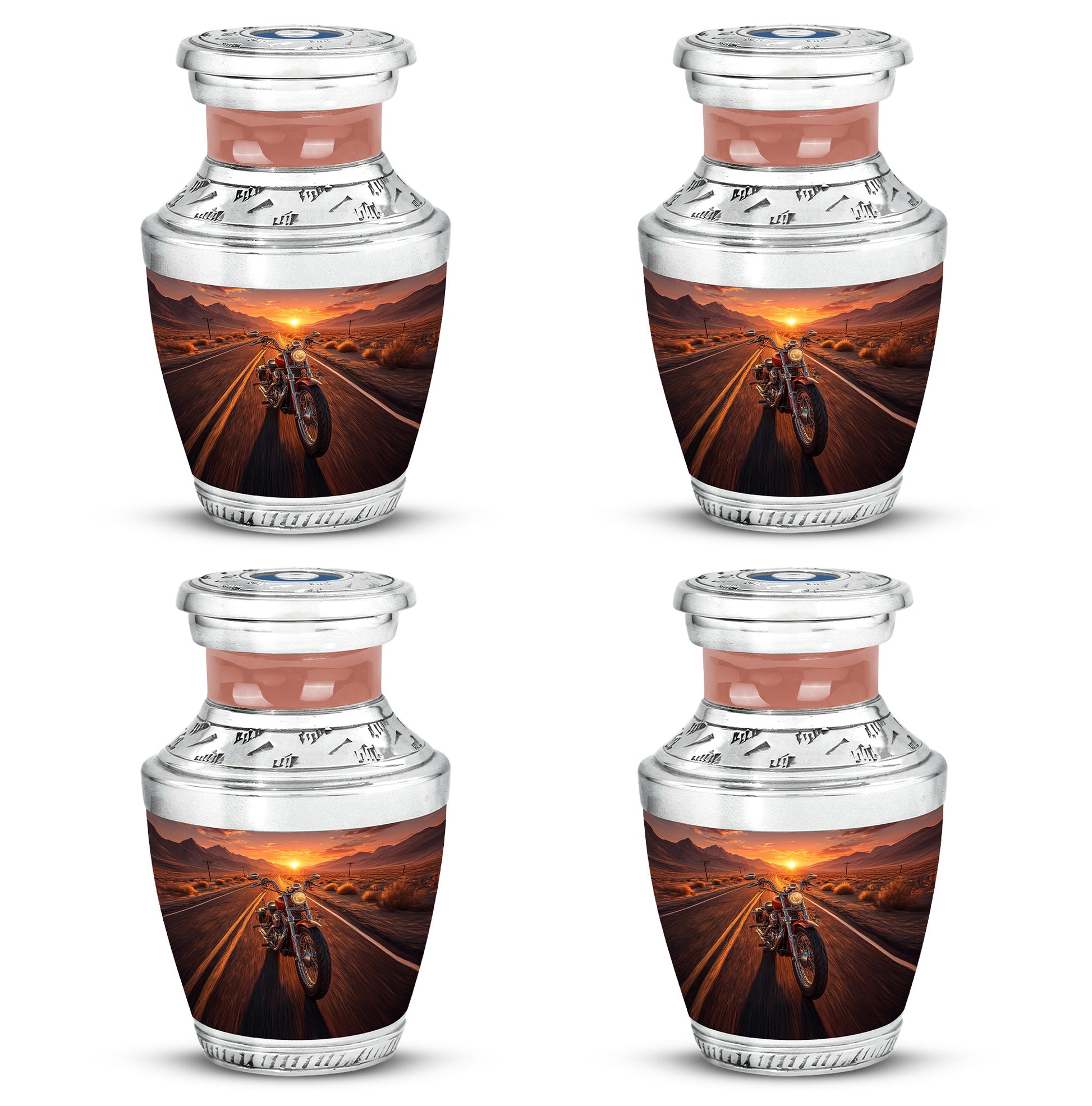 Amber Gold Bike Cremation Urn back view with polished surface - contemporary bike design with modern artistic flair - 10 inch aluminum urn for cremated remains