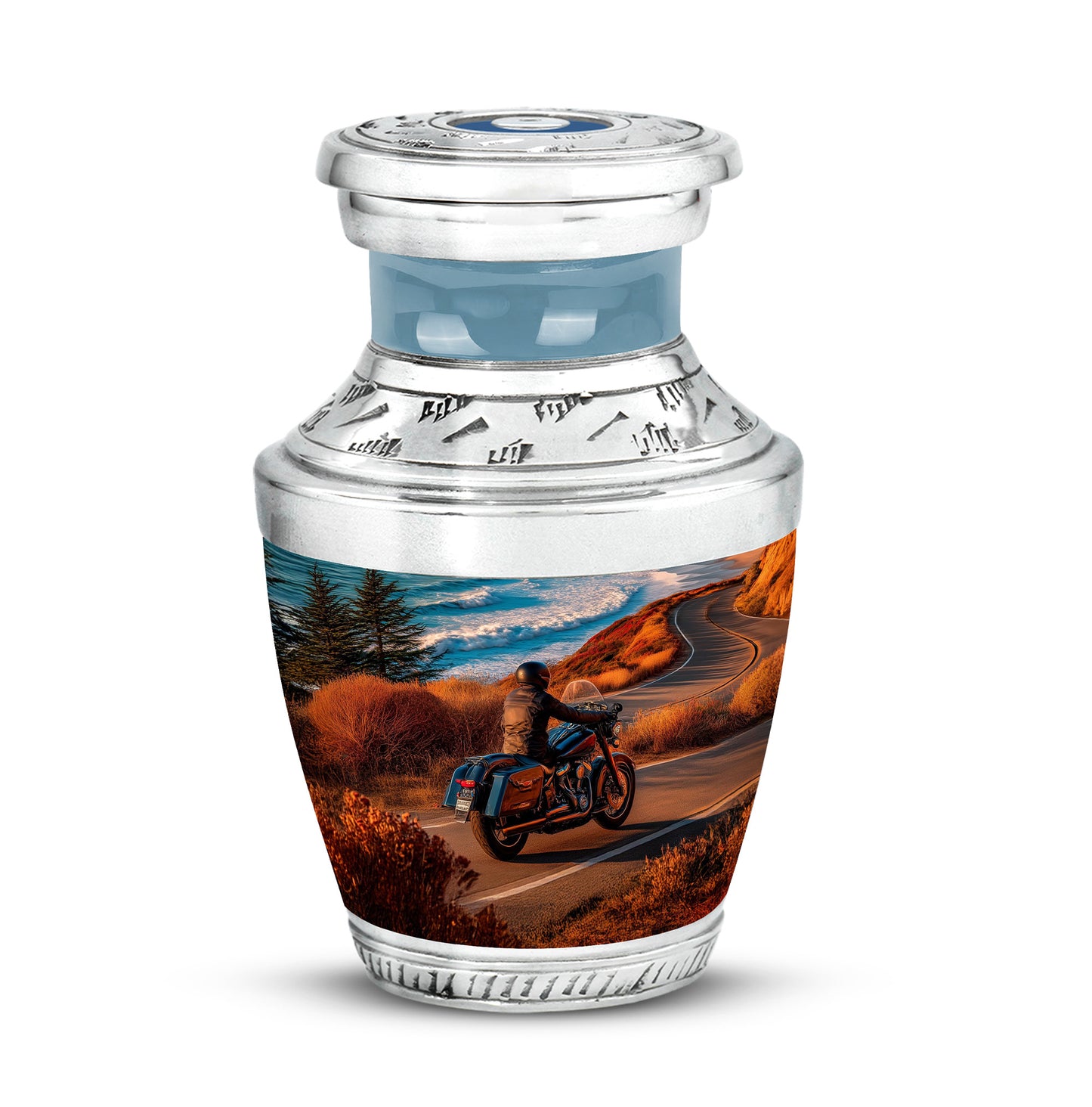 Personalized Teal Bike Cremation Urns for Ashes - Peaceful 10-inch - Yatskia