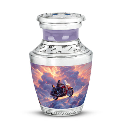 Personalized Blue Steadfast Bike Cremation Urns for Human Ashes - 10-inch, 200 cu in - Yatskia