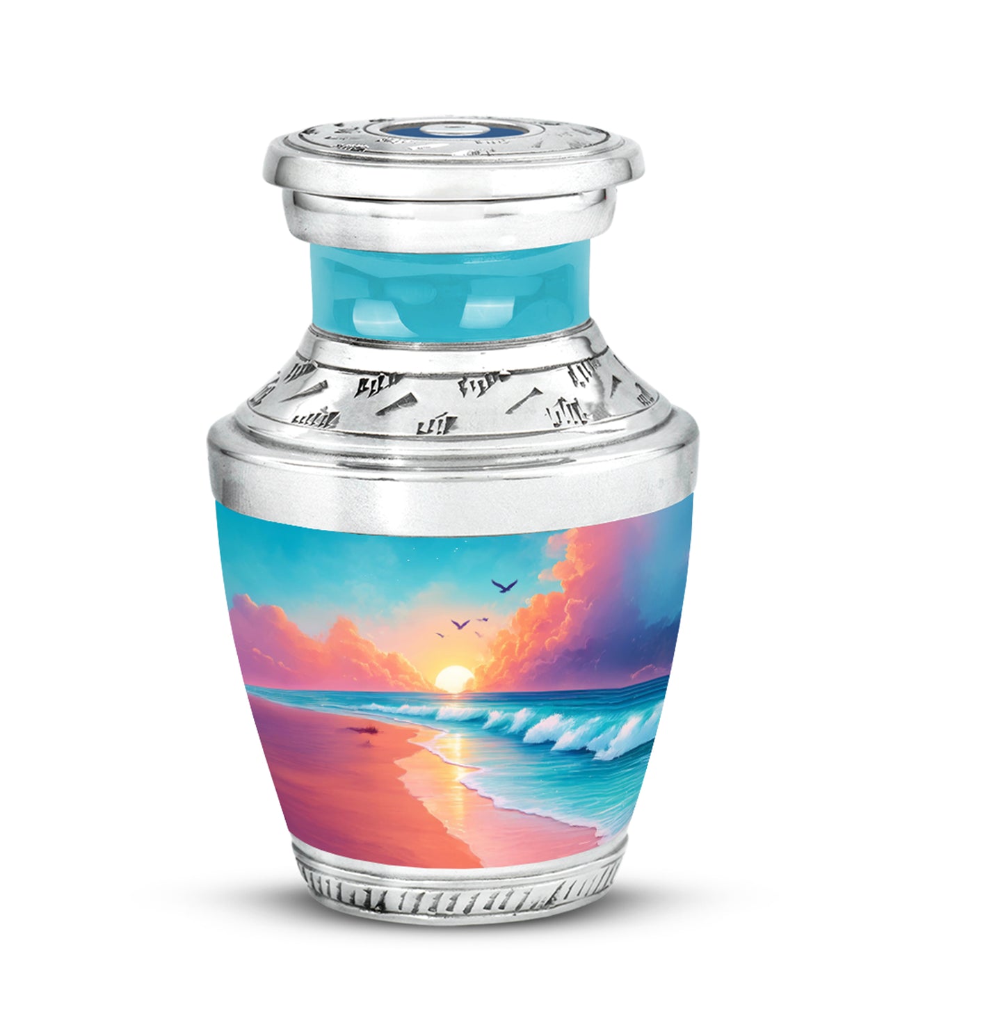 Radiant Beach Memorial Cremation Urns - Teal 10-inch, 200 cu in - Yatskia