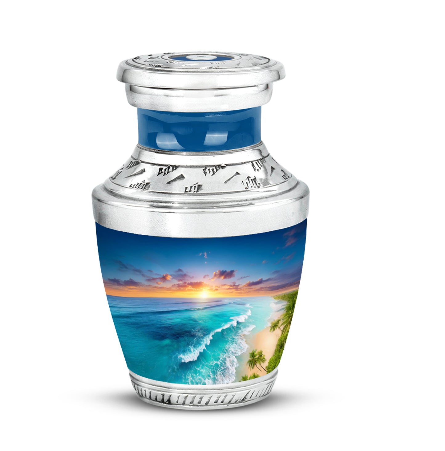 Blue Beach Cremation Urns - Glorious Keepsake 10-inch, 200 cu in - Yatskia