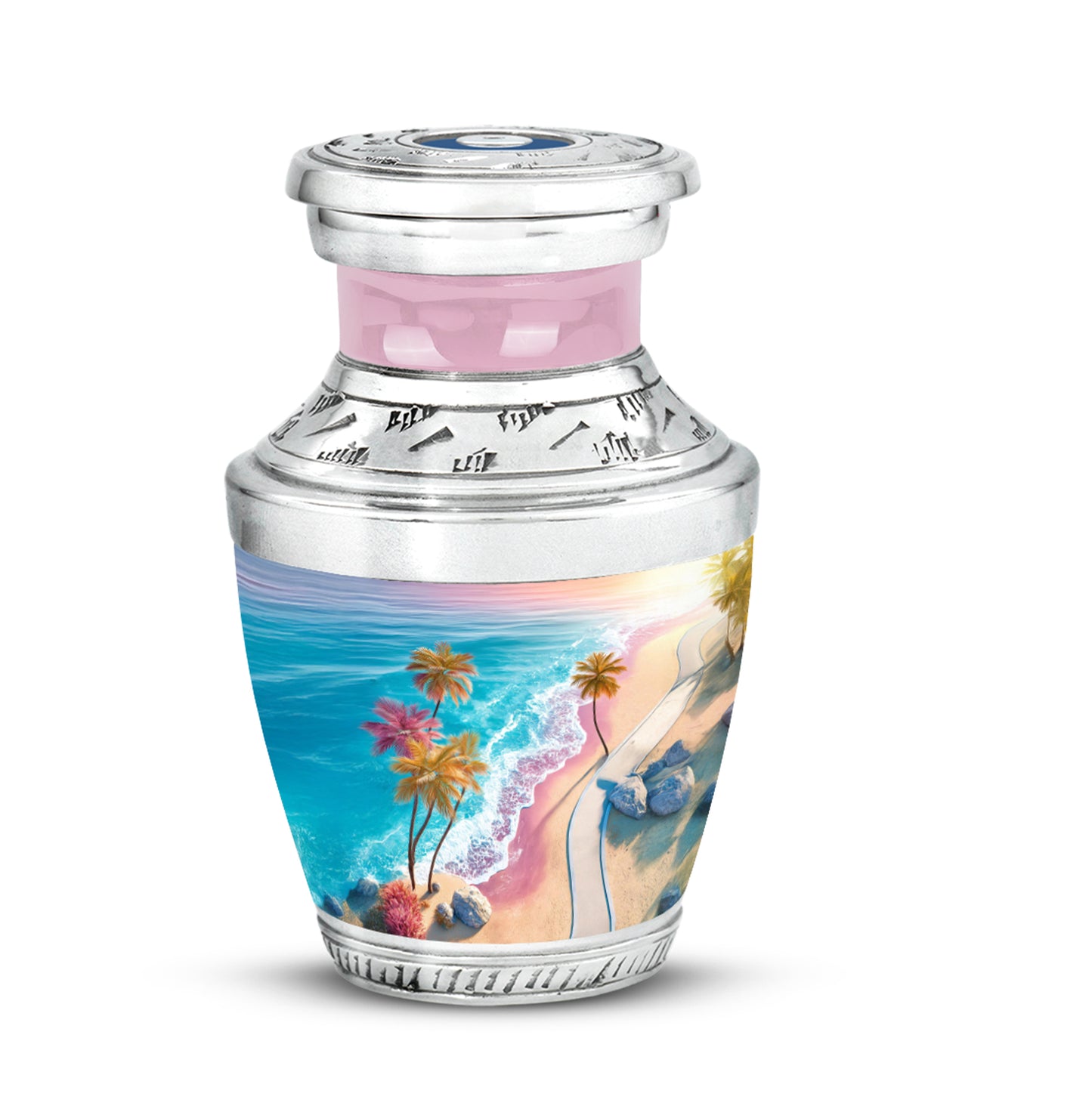 Teal Beach Keepsake Cremation Urns for Human Ashes - 10-inch, 200 cu in - Yatskia