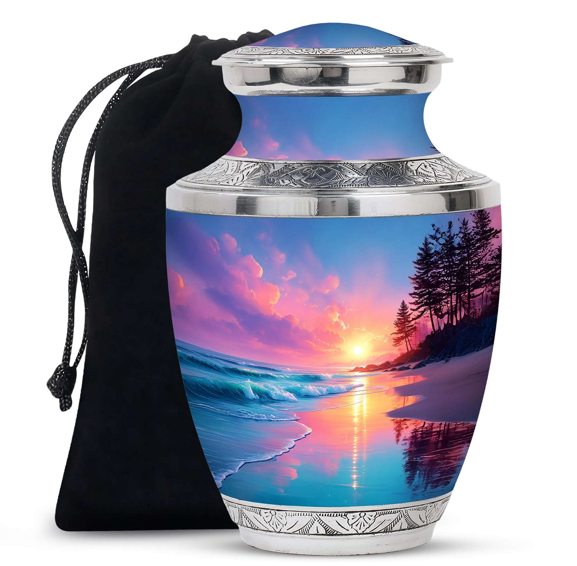 Beach Pink Sunset Adult Cremation Urns – Ocean Shore Funeral Ashes Urn