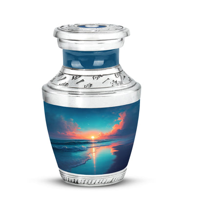 Resplendent Blue Beach Cremation Urn for Ashes - 10-inch, 200 cu in - Yatskia
