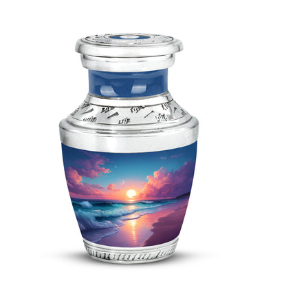 Personalized Blue Beach Cremation Urns for Ashes - Captivating 10-inch - Yatskia