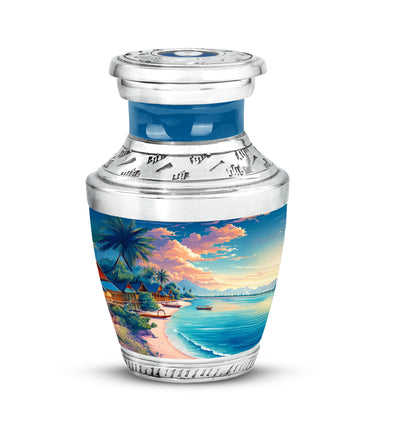 Blue Stately Beach Cremation Urns for Human Ashes - 10-inch, 200 cu in - Yatskia
