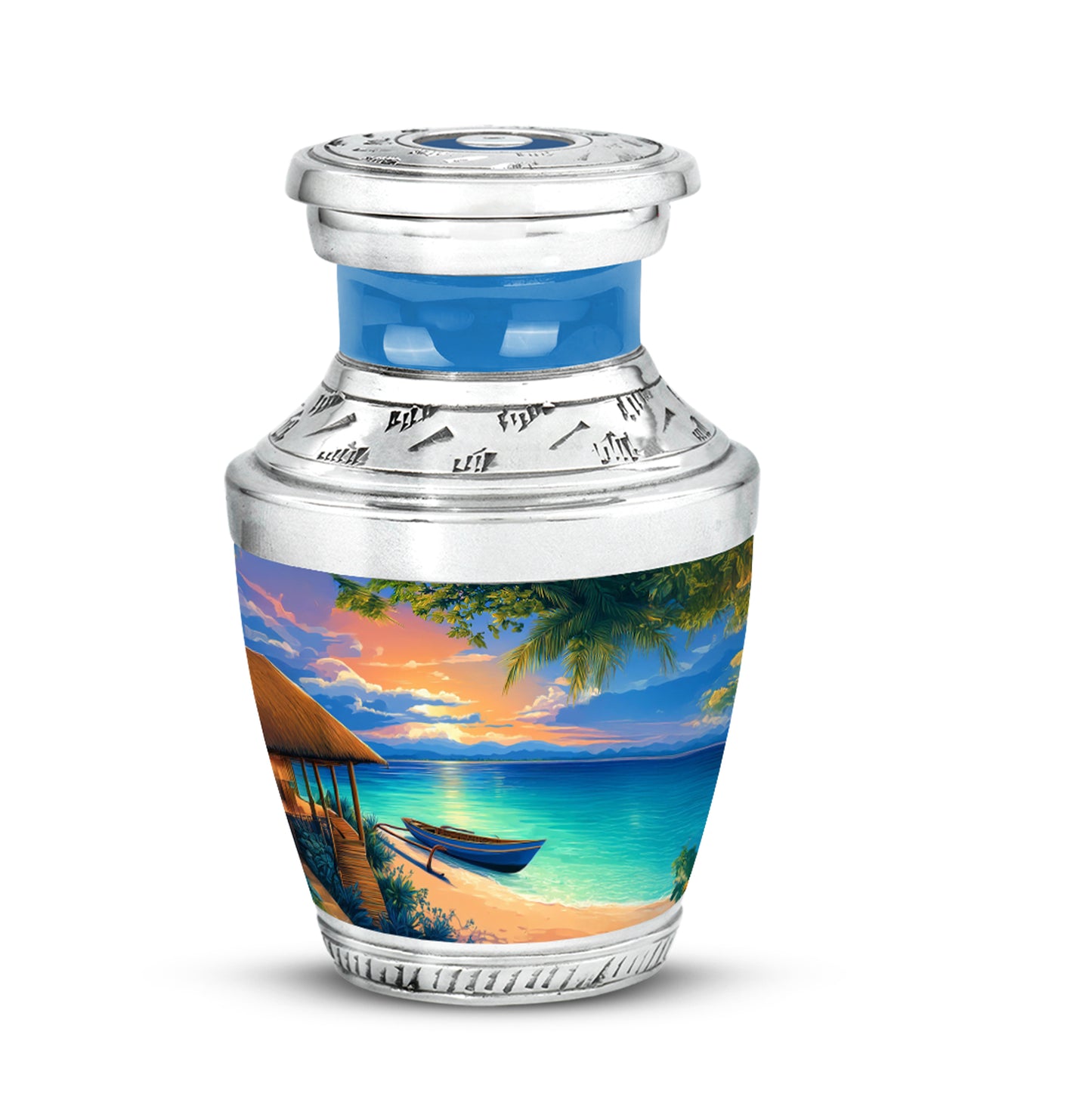 Blessed Beach Cremation Urns for Human Ashes - Blue 10-inch - Yatskia