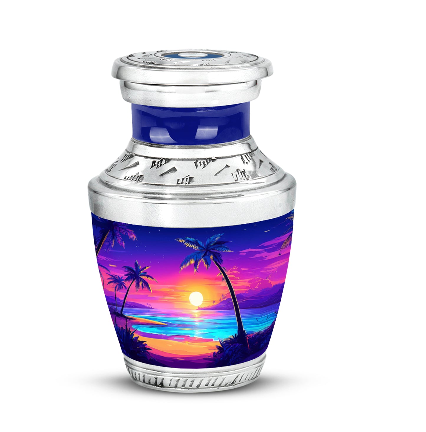 Divine Blue Beach Cremation Urn for Ashes - 10-inch, 200 cu in - Yatskia