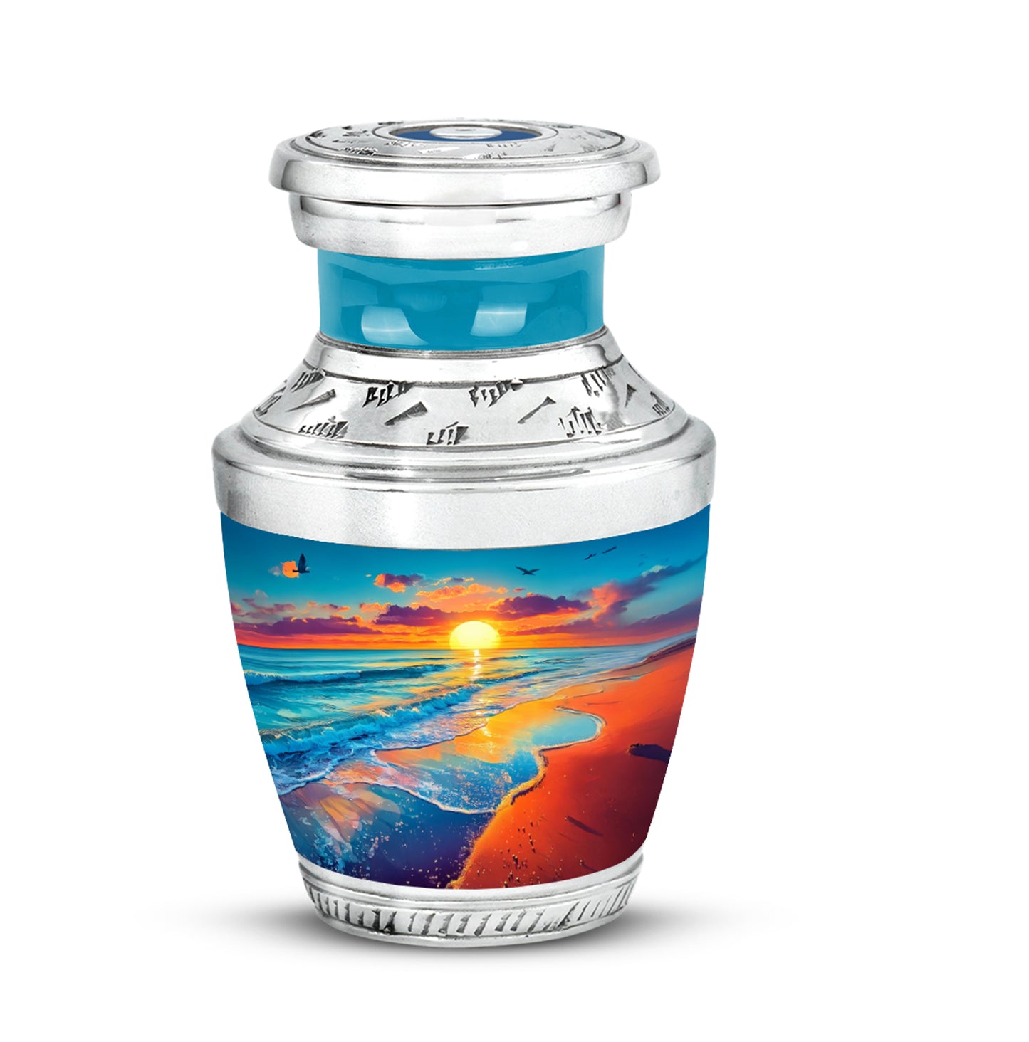 Personalized Beach Cremation Urns - Soothing Teal 10-inch, 200 cu in - Yatskia