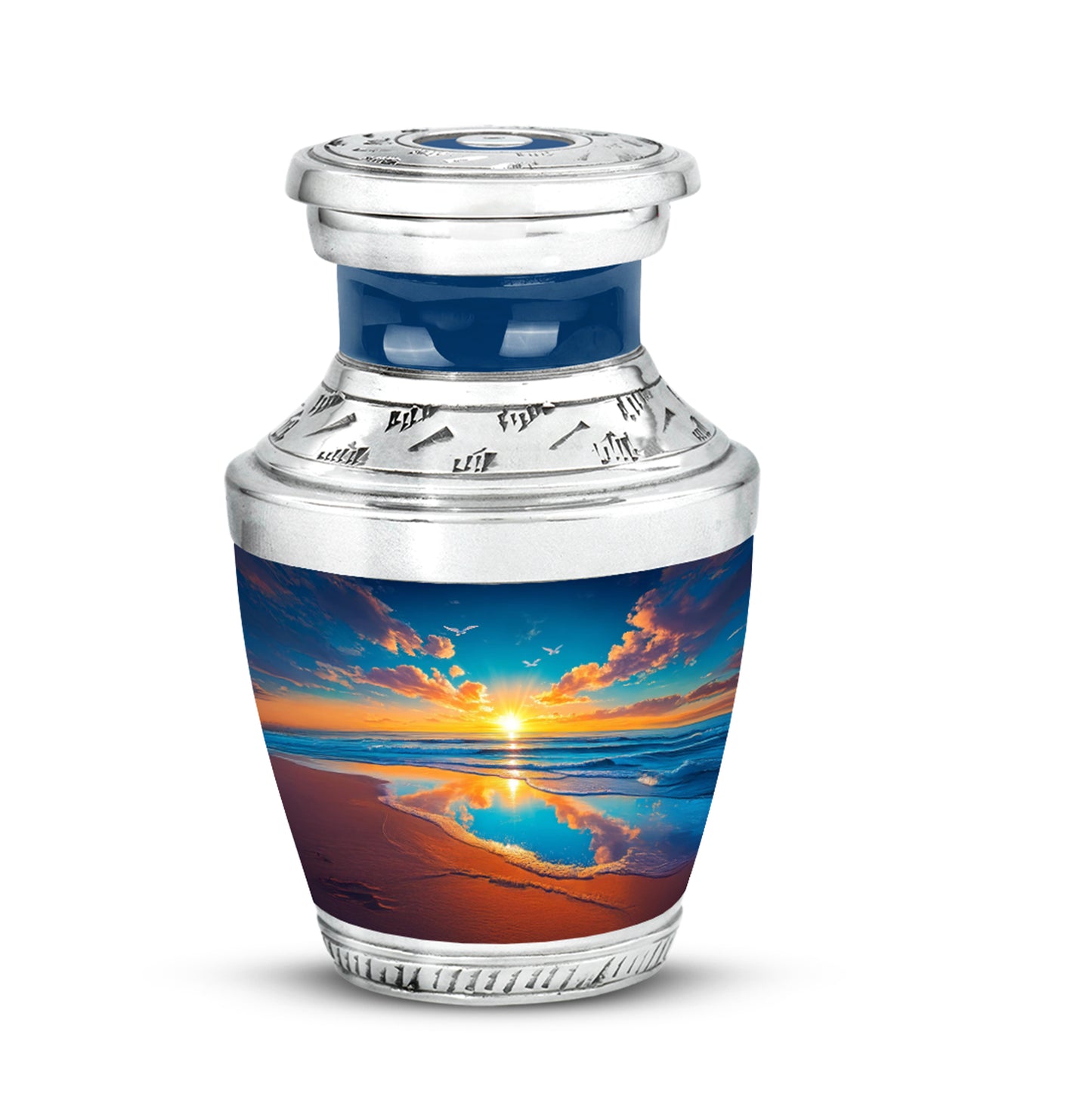 Personalized Blue Heavenly Beach Cremation Urns for Human Ashes - 10-inch, 200 cu in - Yatskia