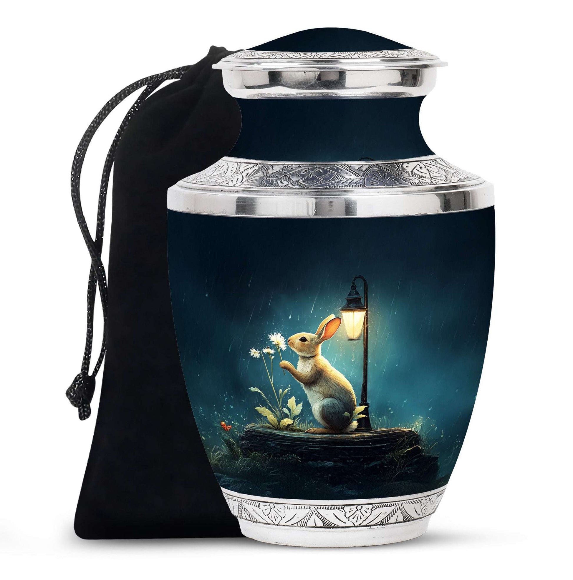 Bunny Cremation Urn for Adult Human Ashes - White Rabbit Burial Urns For Ground