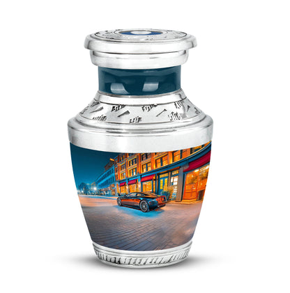 Blue Car Treasure Cremation Urns for Human Ashes - 10-inch, 200 cu in - Yatskia