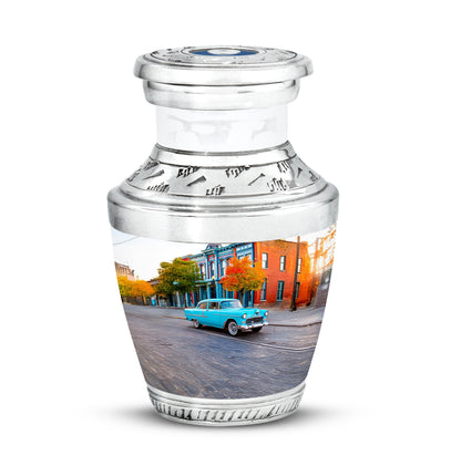 Inspiring Silver Car Farewell Urn for Human Ashes - 10-inch, 200 cu in - Yatskia
