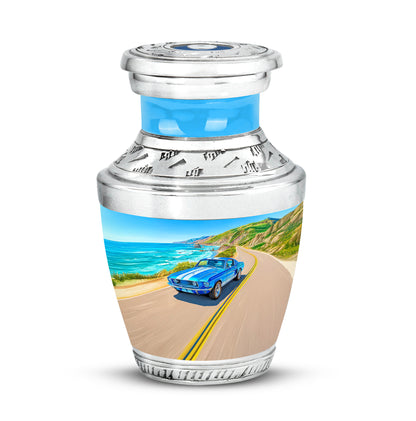 Personalized Blue Revered Car Cremation Urns for Human Ashes - 10-inch, 200 cu in - Yatskia