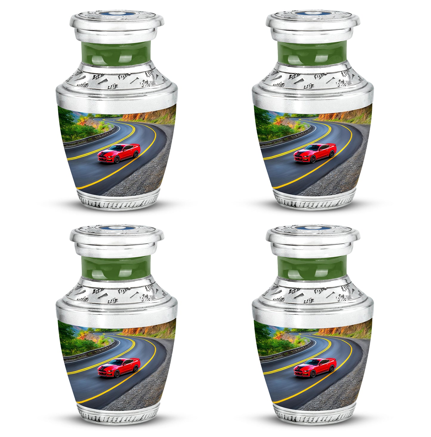 Obsidian Black Car Cremation Urn back view with polished surface - artistic car interpretation with creative detail - 10 inch aluminum urn for cremated remains