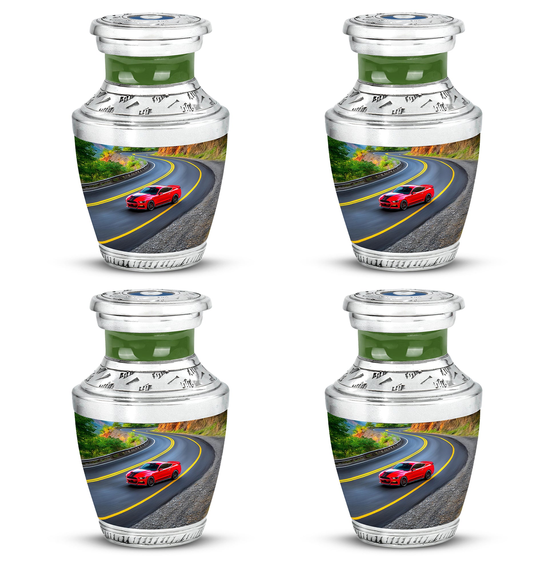Obsidian Black Car Cremation Urn back view with polished surface - artistic car interpretation with creative detail - 10 inch aluminum urn for cremated remains
