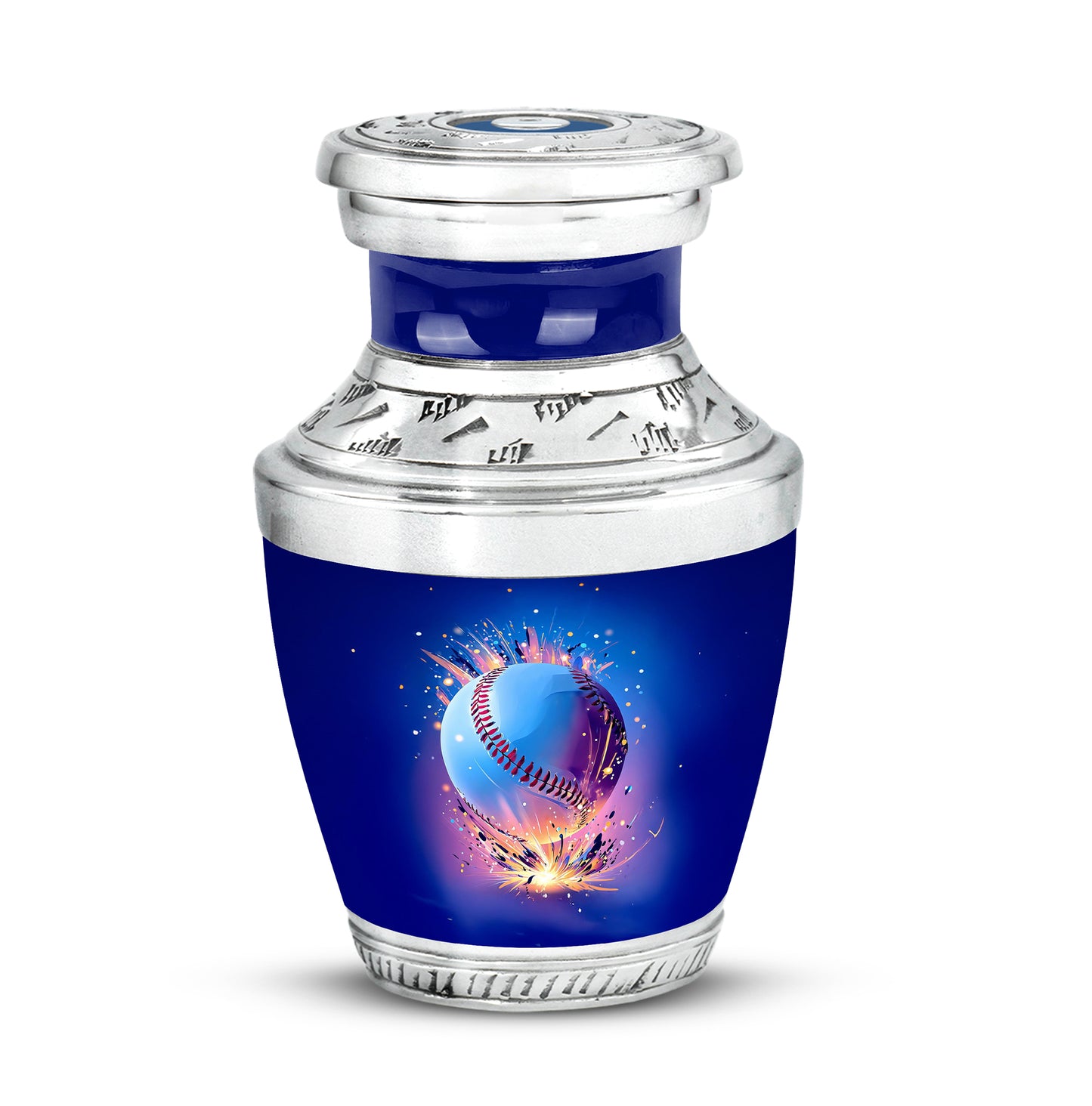 Blue Treasured Baseball Cremation Urns for Human Ashes - 10-inch, 200 cu in - Yatskia
