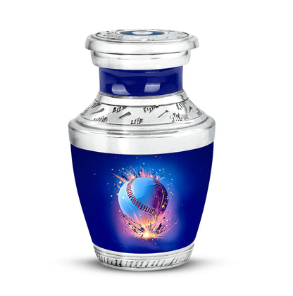 Blue Treasured Baseball Cremation Urns for Human Ashes - 10-inch, 200 cu in - Yatskia