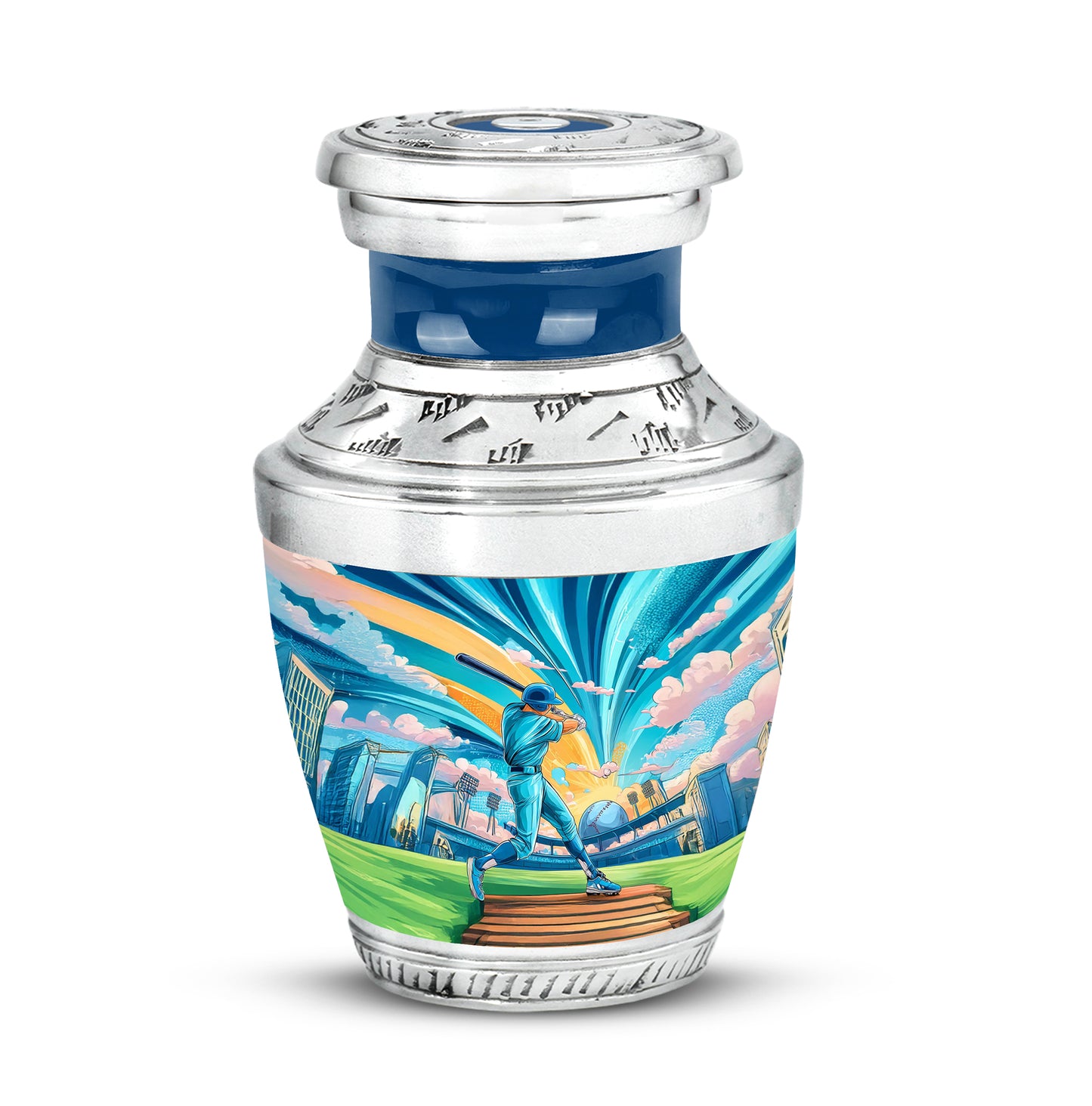 Inspiring Teal Baseball Farewell Urn for Human Ashes - 10-inch, 200 cu in - Yatskia