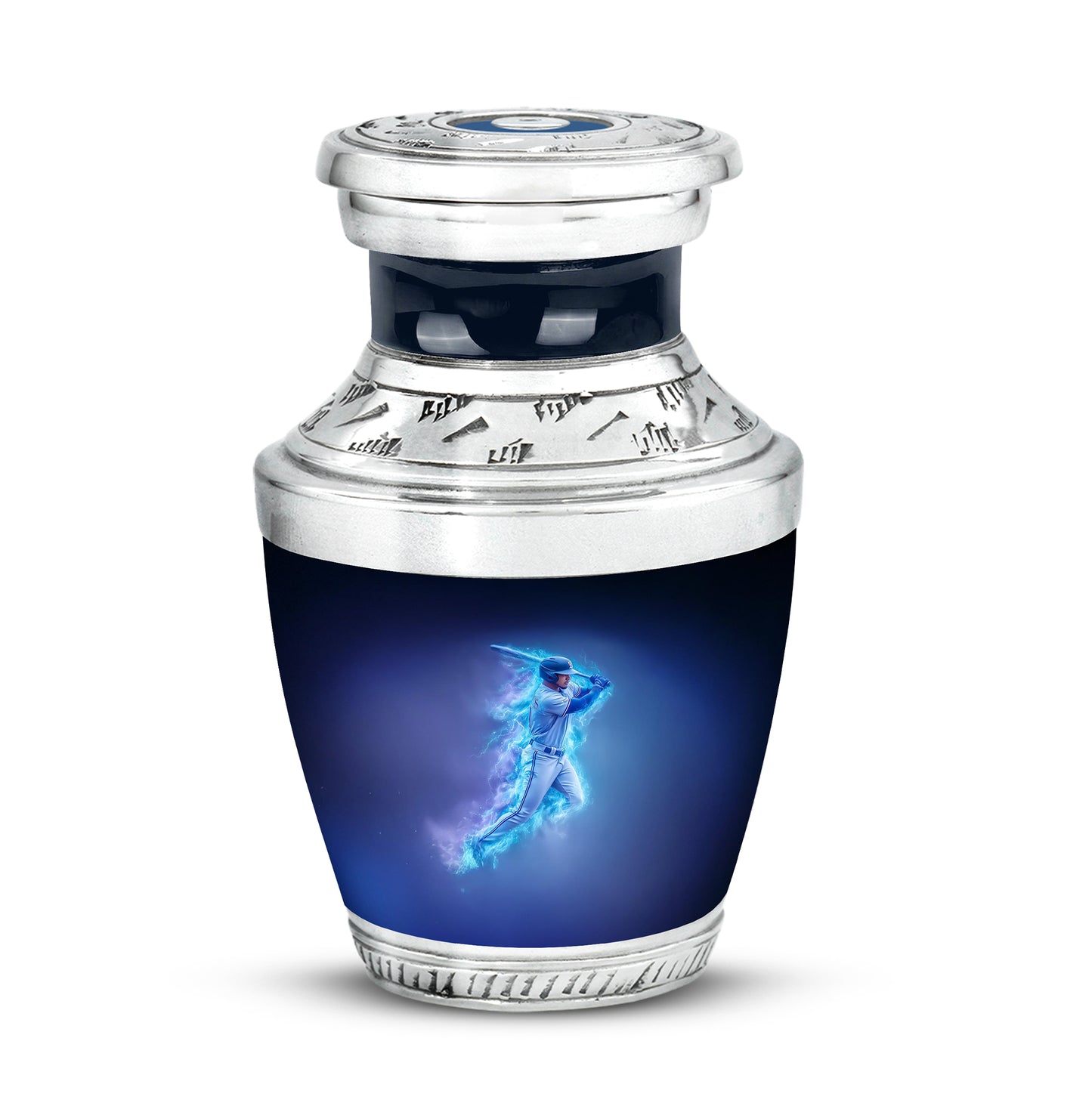 Resplendent Blue Baseball Cremation Urn for Ashes - 10-inch, 200 cu in - Yatskia