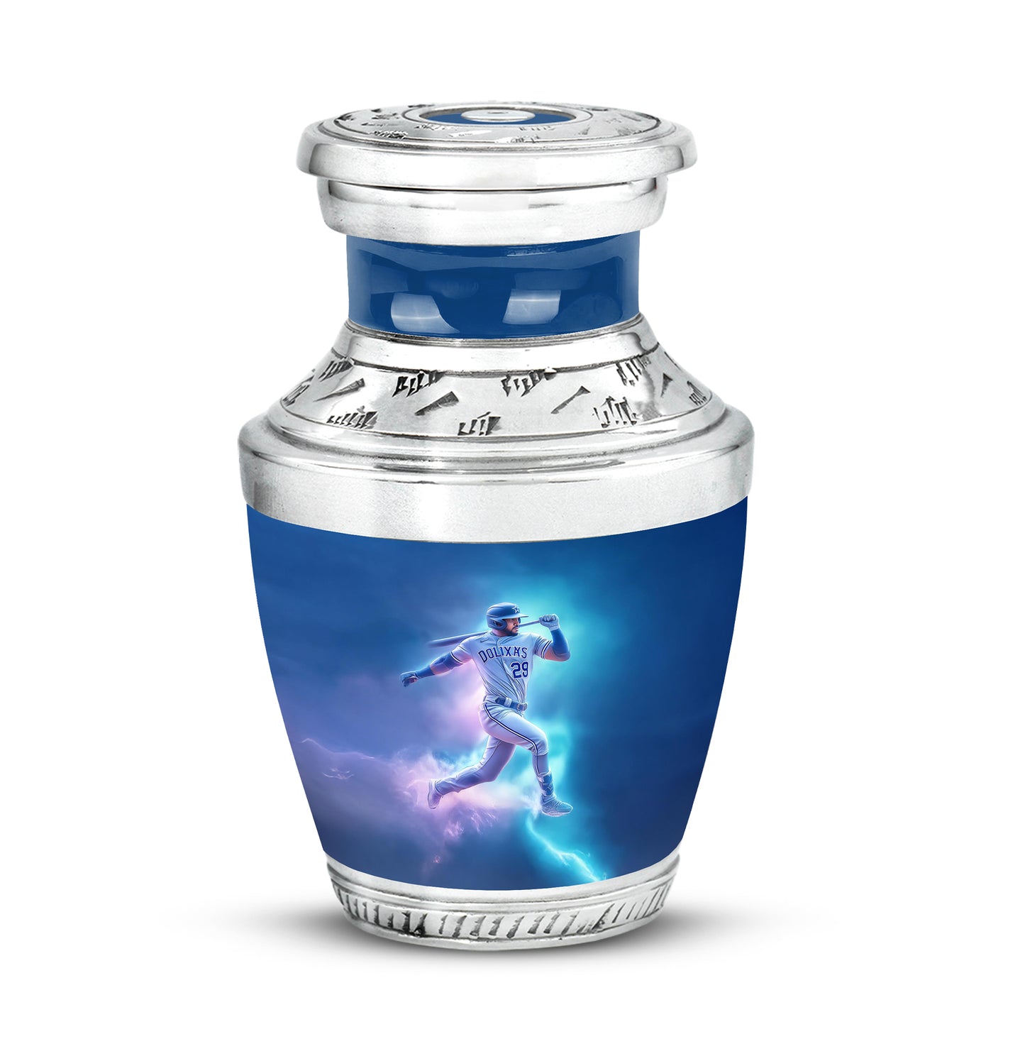 Blue Serene Baseball Memorial Urn for Ashes - 10-inch, 200 cu in - Yatskia