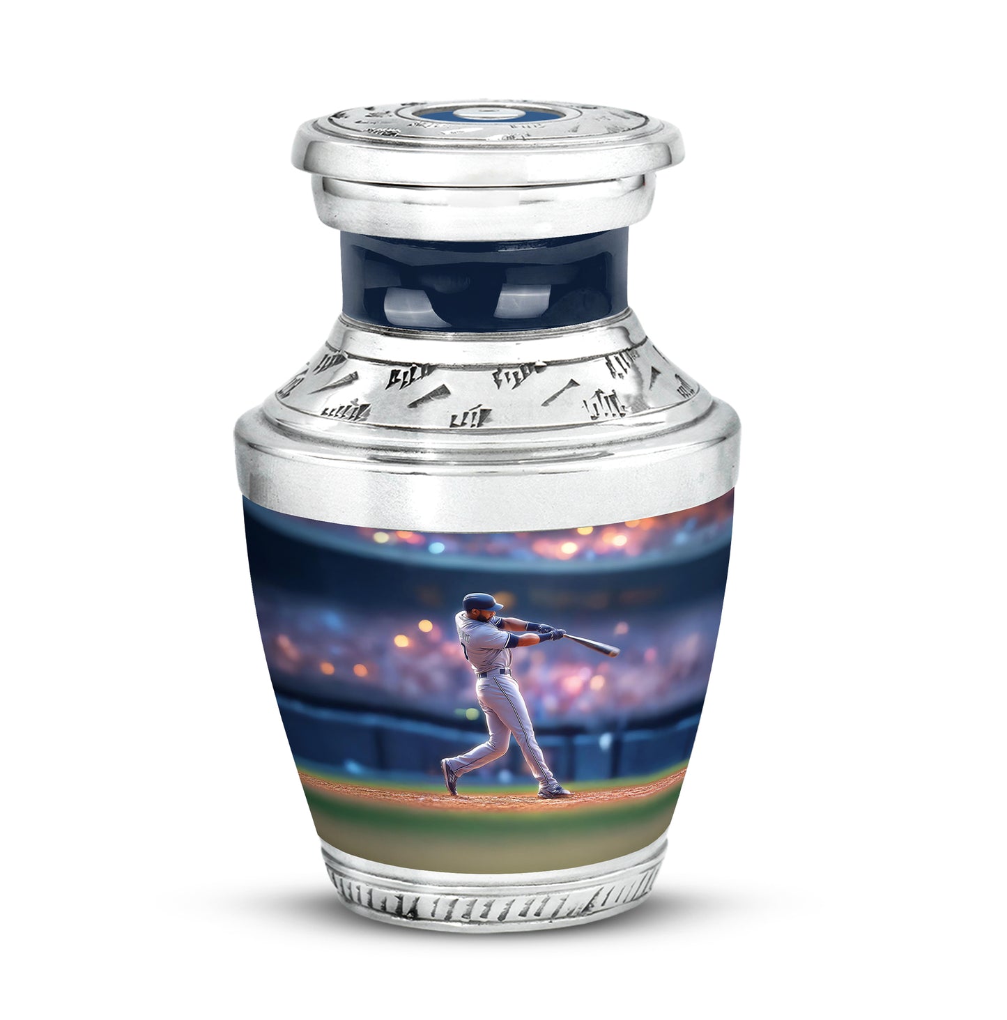 Graceful Blue Baseball Memorial Urn for Human Ashes - 10-inch, 200 cu in - Yatskia