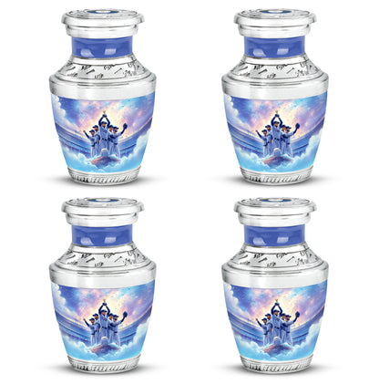 Majestic Purple Baseball Cremation Urn back view with polished surface - contemporary baseball design with modern artistic flair - 10 inch aluminum urn for cremated remains