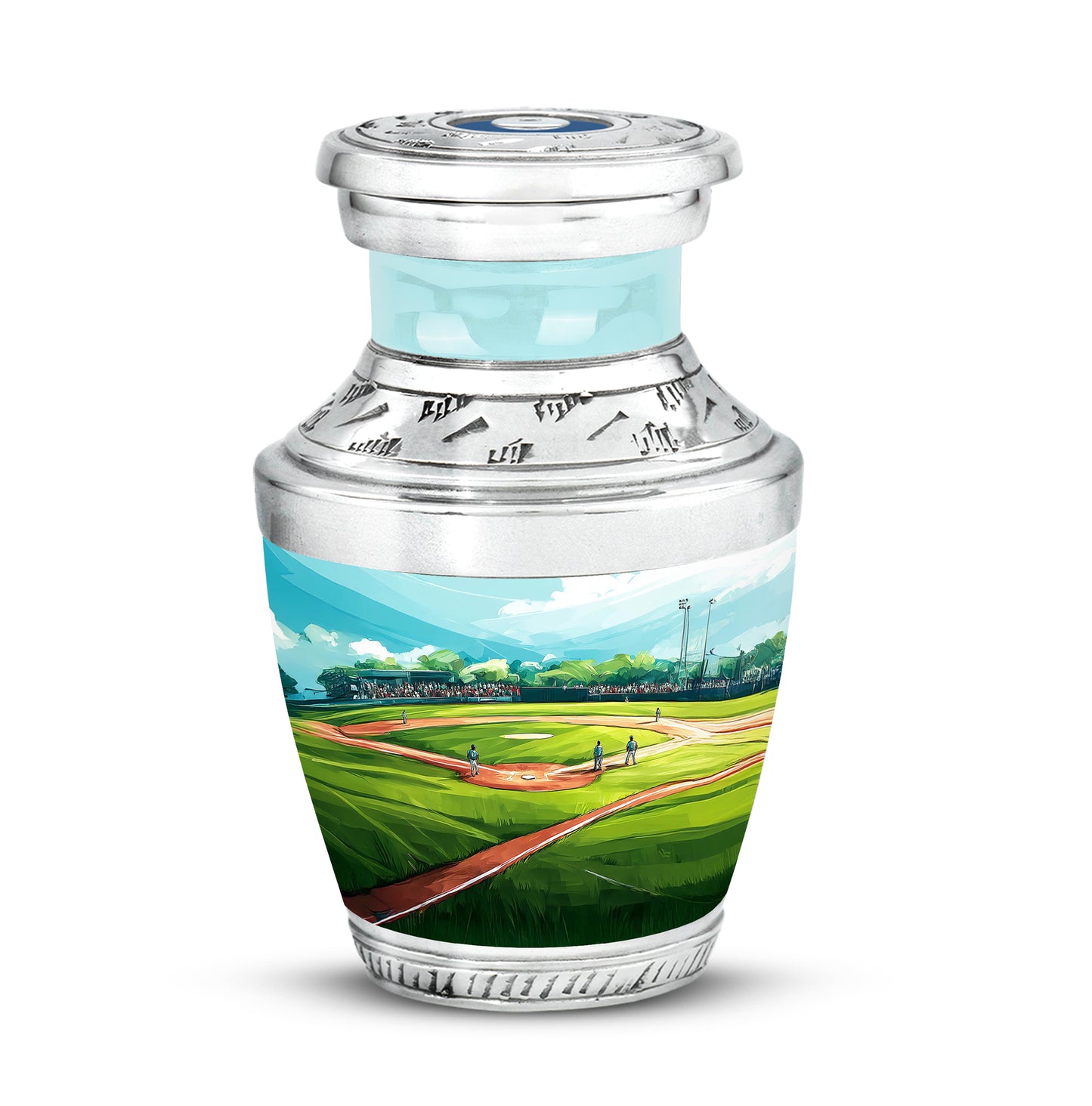 Personalized Eternal Baseball Cremation Urns - Teal 10-inch, 200 cu in - Yatskia