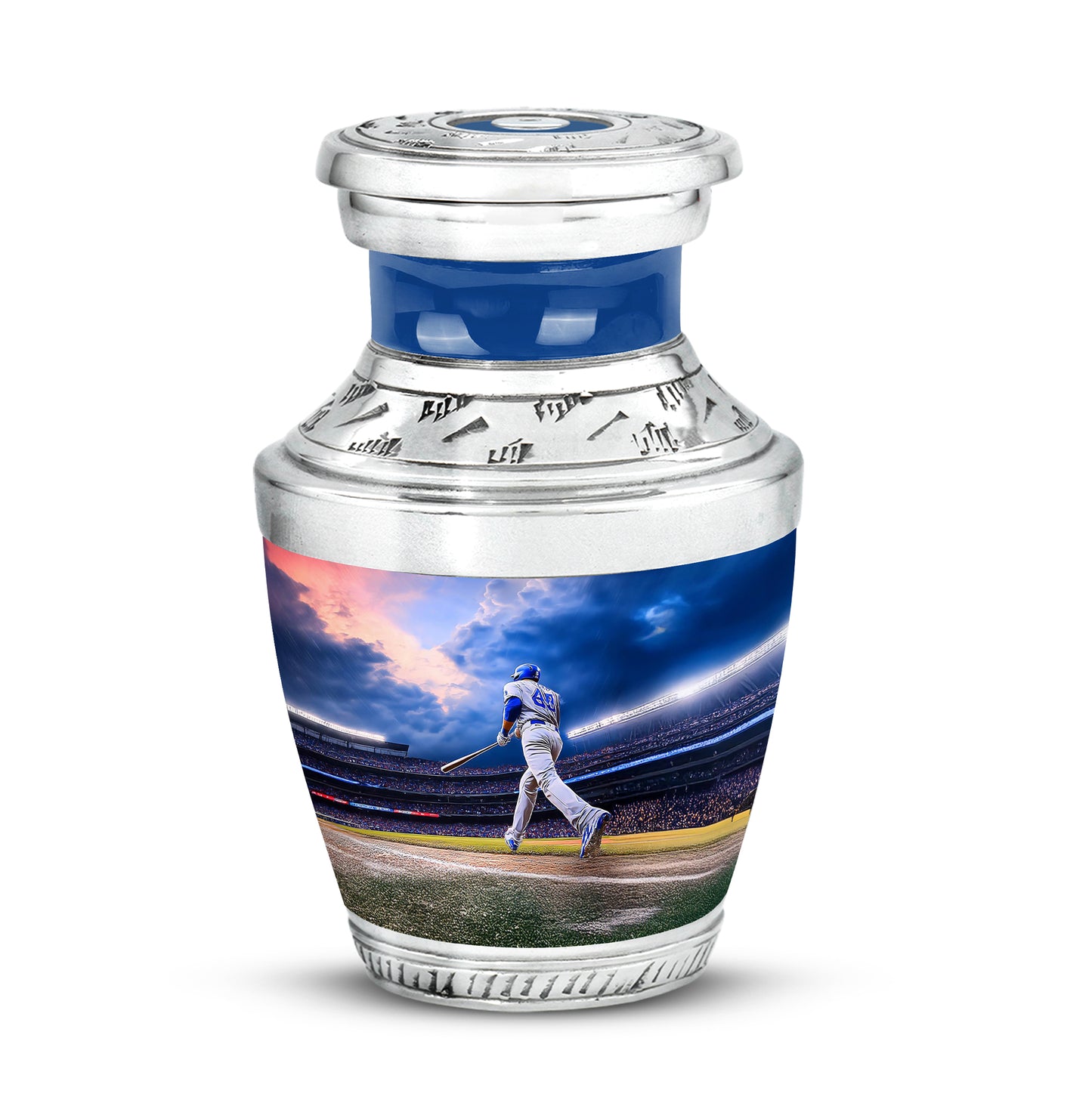 Lustrous Baseball Cremation Urns for Human Ashes - Blue 10-inch - Yatskia